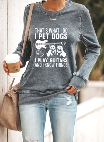Women's funny Graphic Sweatshirts Solid Letter that's what i do i pet dogs i play drums& i know things Casual Basic Sweatshirts