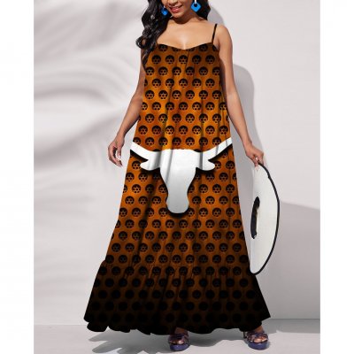 NCAAF Texas Longhorns Printed Tie Back Pocket Strap Swing Dress