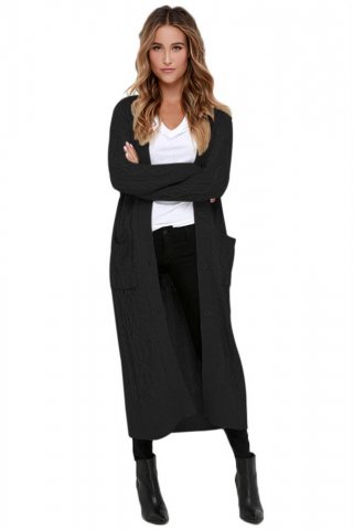 Women's Cardigans Cable Knit Long Cardigan