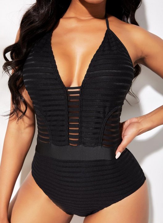 Women's One Piece Swimwear Solid Mesh One-Piece Swimsuits One-Piece Bathing Suits