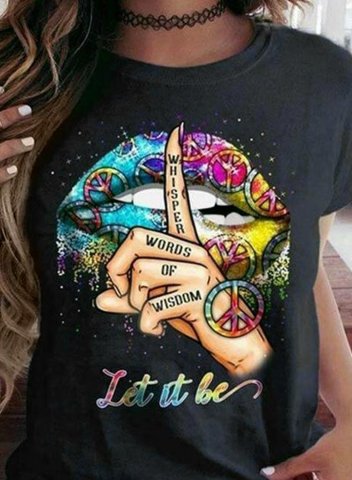 Women's T-shirts Whisper words of wisdom let it be Graphic Casual Summer Round Neck Short Sleeve Daily T-shirts