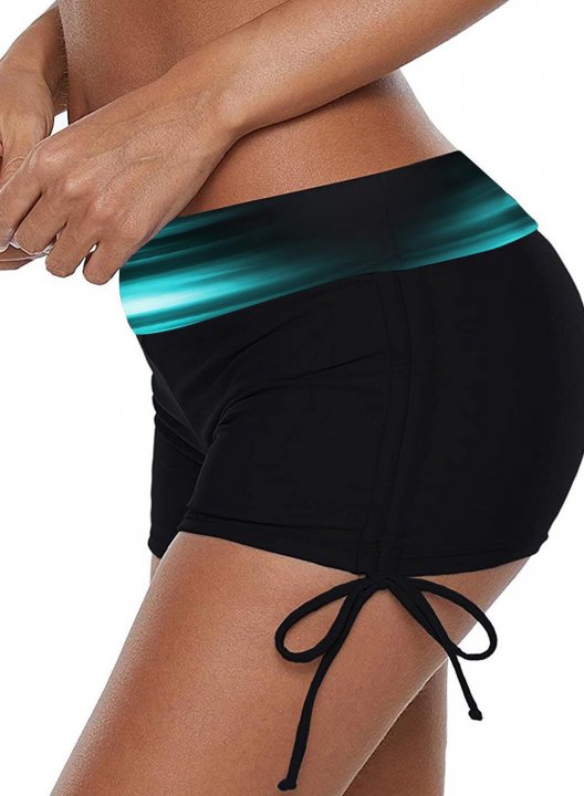 Women's Swim Bottoms Mid Waist Color Block Knot Casual Beach Swim Bottoms