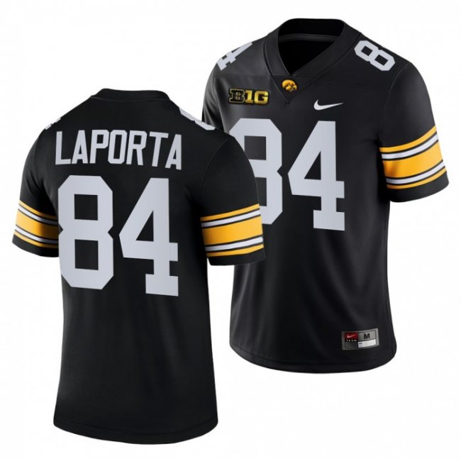 Iowa Hawkeyes 84 Sam LaPorta Black 2021-22 College Football Game Jersey Men