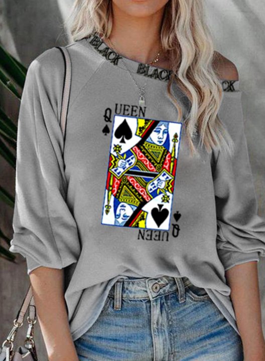 Off Shoulder Long Sleeve Queen Round Neck Daily Casual Sweatshirt