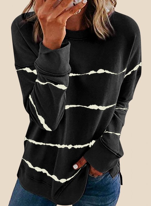 Striped Abstract Long Sleeve Casual Sweatshirt