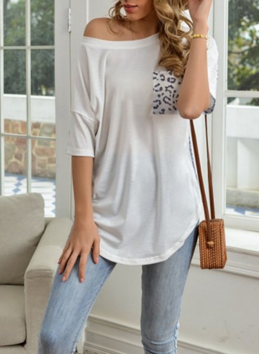 Women's T-shirts Pocket Solid Short Sleeve Round Neck Daily Tunic T-shirt