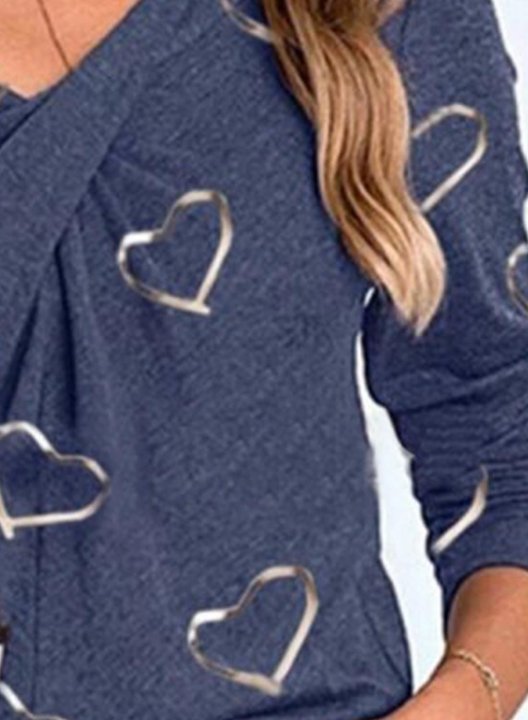 Women's Tunic Tops Heart-shaped Solid V Neck Long Sleeve Criss Cross Casual Daily Tunics