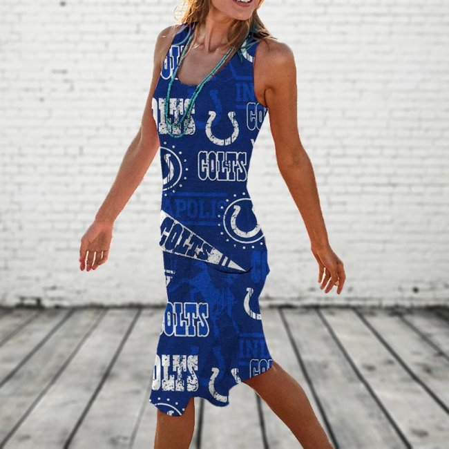 INDIANAPOLIS COLTS Round Neck Sleeveless Knit Dress Vest