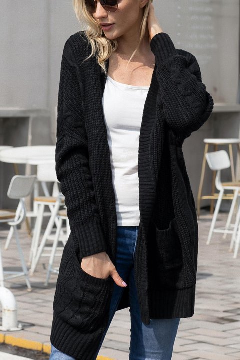 Women's Cardigans Knit Texture Long Cardigan