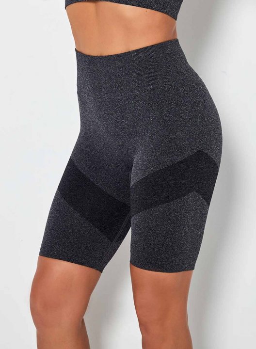 Women's Leggings Short Slim Color Block High Waist Mesh Casual Track Pants