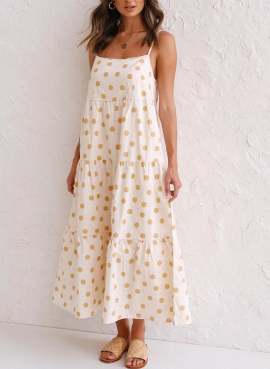 Women's Maxi Dresses Polka Dot Spaghetti Dress