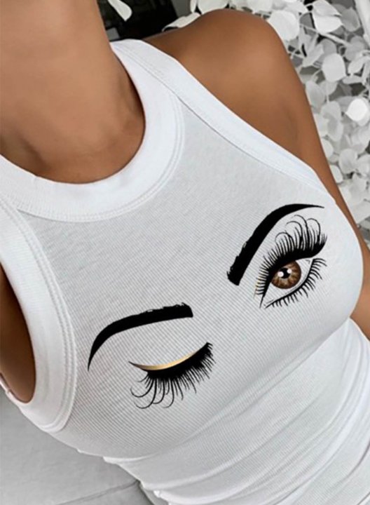 Women's Tank Tops Portrait Sleeveless Crew Neck Casual Tank Top