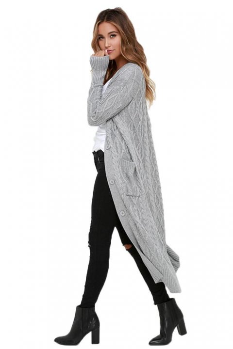 Women's Cardigans Cable Knit Long Cardigan