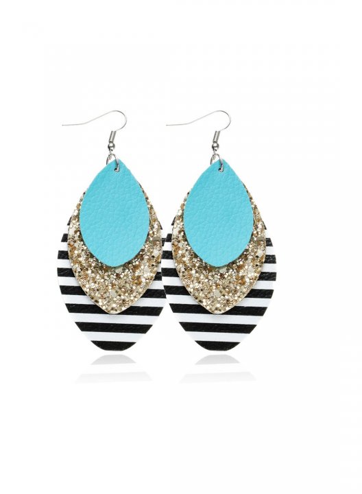 Women's Earrings Multi-layer Sequins Three-layer Lattice Leopard Earrings