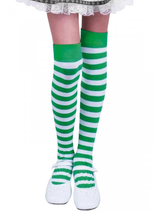 Women's Stockings Striped Holiday Cute Warm St Patrick's Day Green Stockings