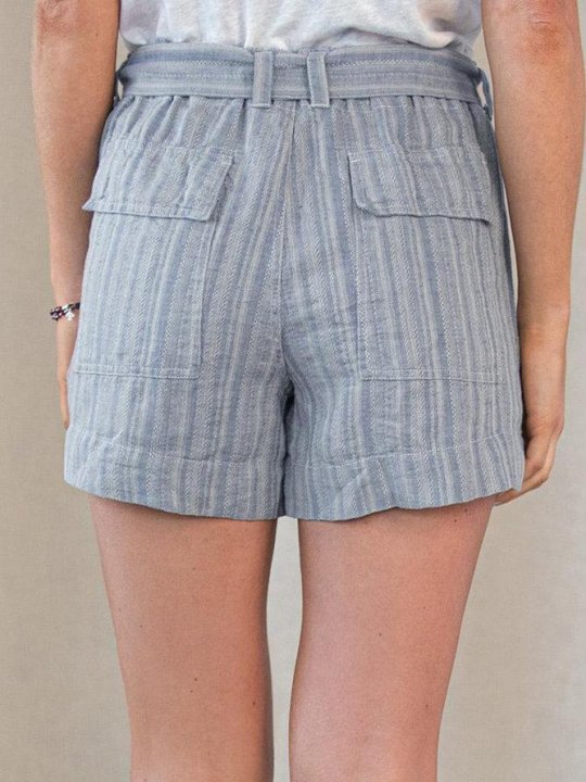 Linen Striped Casual Shorts