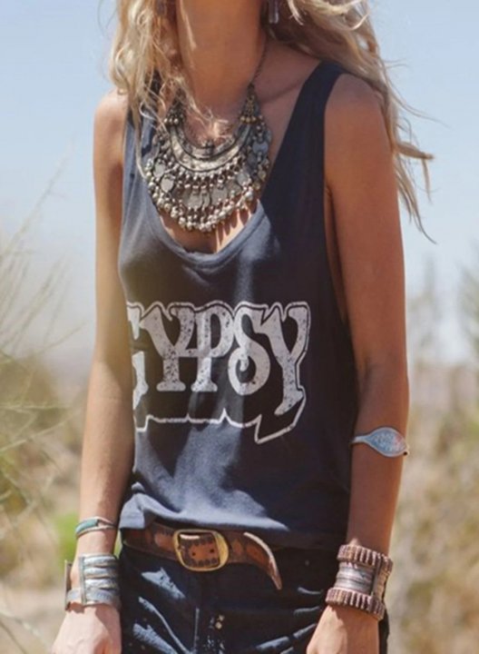 Women's Tank Tops Letter Rock Sleeveless U Neck Daily Stylish Tank Top