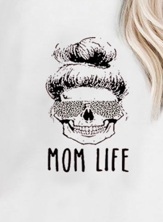 Women's Mom Life Graphic Sweatshirts Letter Color Block Round Neck Long Sleeve Daily Casual T-shirts