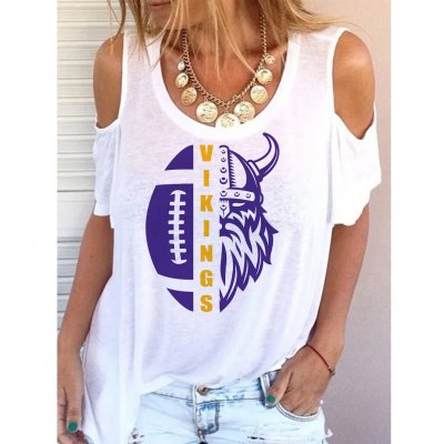 Women's Minnesota Vikings Printed Casual T-shirts