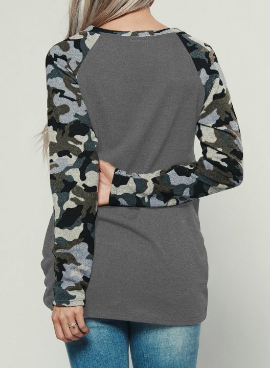 Twisted Camouflage Color Block Sweatshirt