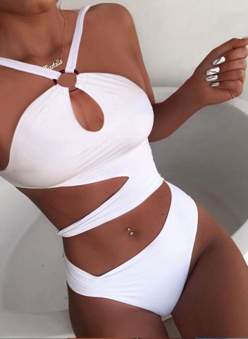 Women's One-Piece Swimsuits One-Piece Bathing Suits Solid Cut Out Halter Swimsuits