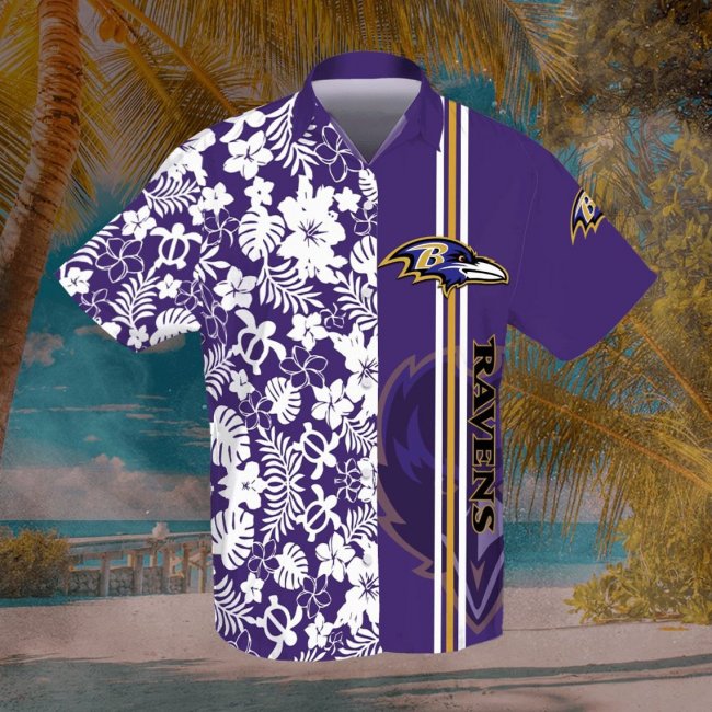 Print Baltimore Ravens Hawaiian Shirt Football Team Beach Shirts