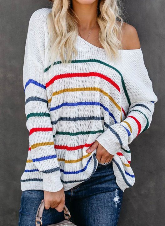 Striped Loose Fit Knit One Shoulder Top