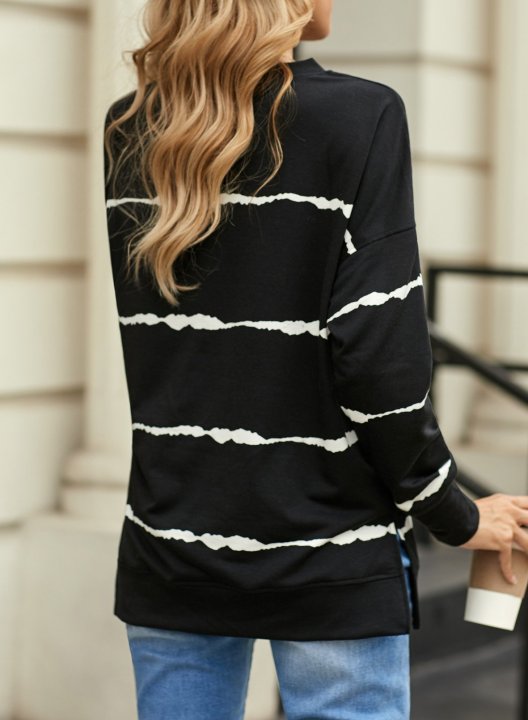 Striped Abstract Long Sleeve Casual Sweatshirt