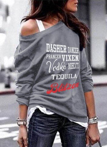 Women's Pullovers Casual Cold Shoulder Solid Letter Long Sleeve Daily Pullovers