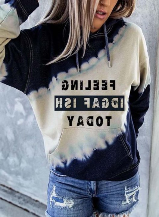 Women's Feeling Kinda IDGAF-ish today Hoodies Drawstring Letter Long Sleeve Color Block Pocket Hoodies