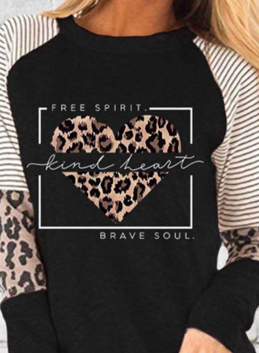 Women's Pullovers Color Block Striped Leopard Round Neck Long Sleeve Casual Daily Pullovers