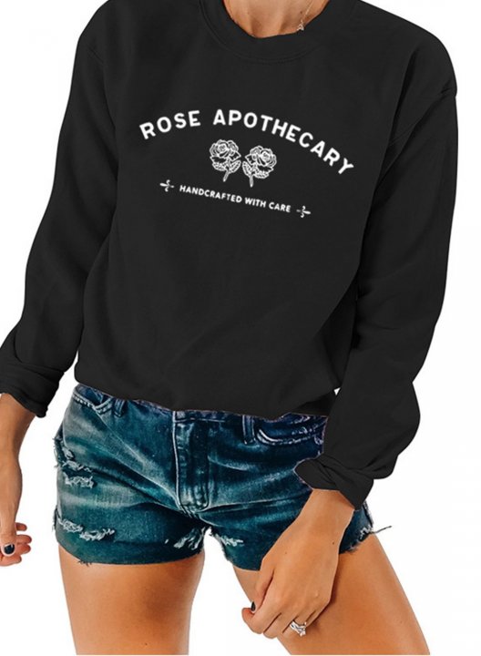 Women's Rose Apothecary Sweatshirts Round Neck Long Sleeve Plants Sweatshirts