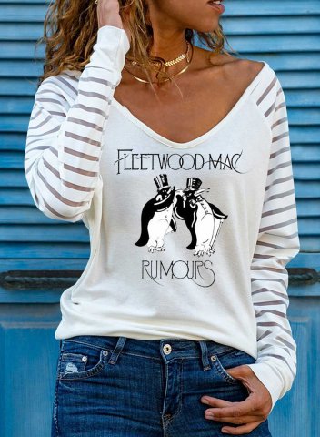 Women's Fleetwood Mac Fans Sweatshirt Letter Long Sleeve V Neck Casual Stylish T-shirt