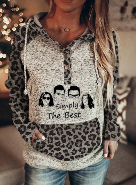 Women's Schitt's Creek Hoodies Leopard Portrait Simply the Best Print Pocket Long Sleeve Casual Hoodie