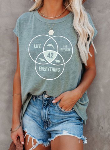 Women's 42 Answer to Life Universe and Everything science Vintage T-shirts Letter Print Short Sleeve Round Neck Daily T-shirt