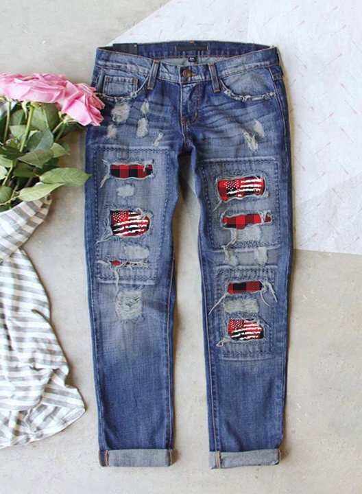 Women's Jeans Flag High Waist Slim Jeans