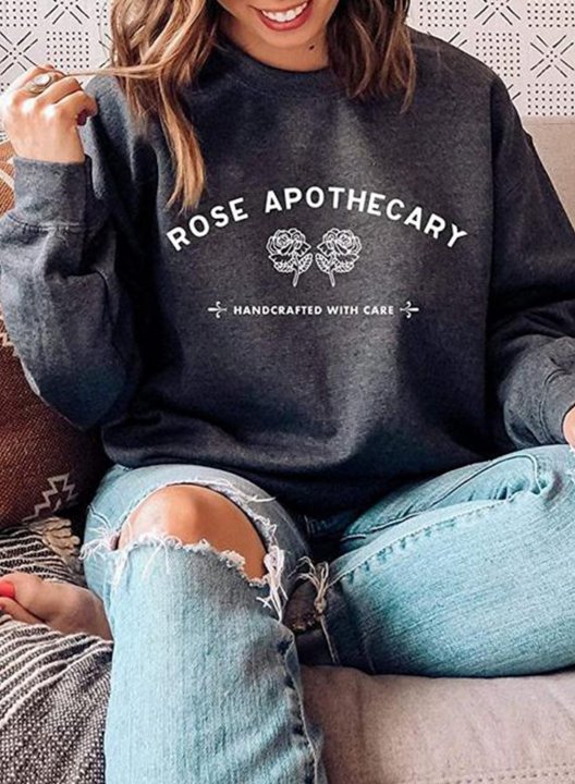 Women's Sweatshirts Rose Apothecary Handcrafted With Care Printed Sweatshirt