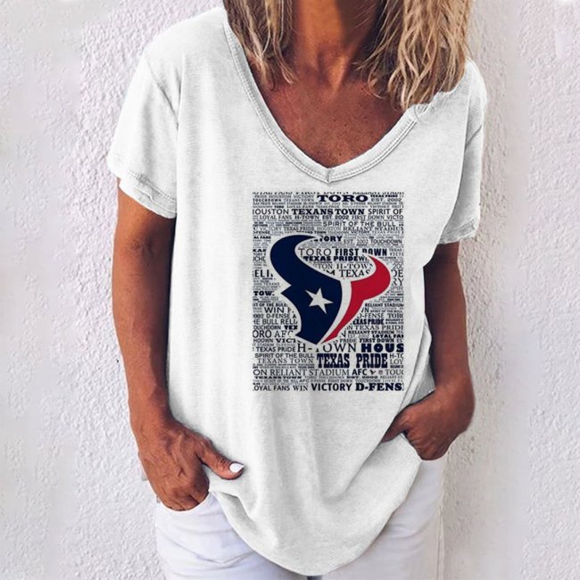 Houston Texans Printed Short Sleeve Casual Tops