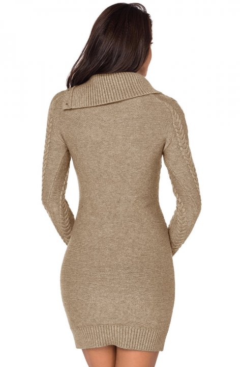 Women's Sweater Dresses Asymmetric Buttoned Collar Bodycon Mini Sweater Dresses