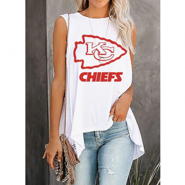 Kansas City Chiefs Baseball Print Sleeveless Asymmetrical Casual Vest