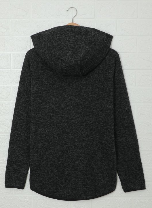 Solid V Neck Button Long Sleeve Hoodie