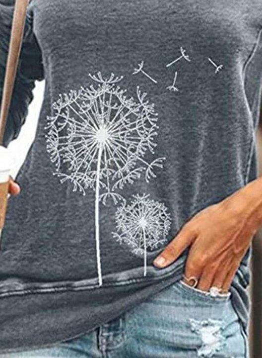 Women's Sweatshirt Casual Solid Dandelion Round Neck Long Sleeve Daily Pullovers