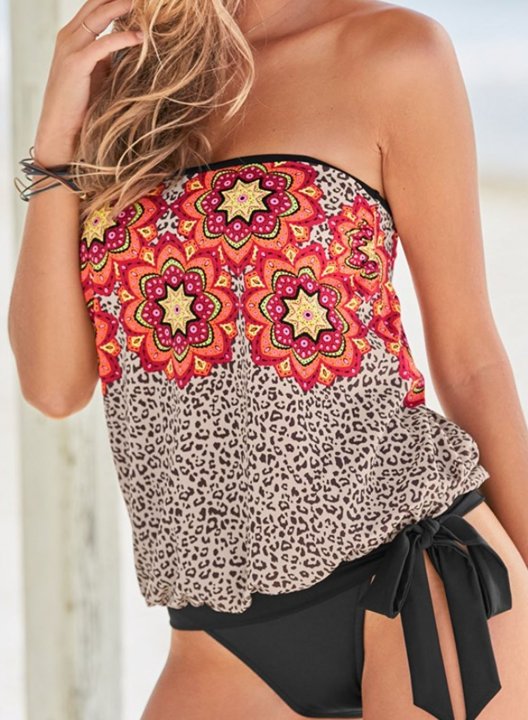 Women's Tankinis Aztec Leopard Floral Knot Vacation Tankini