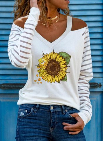 Women's T-shirts Sunflower Cold Shoulder T-shirt
