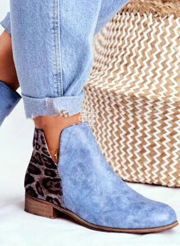 Women's Boots Leopard Color-block Short Boots