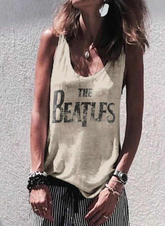 Women's Tank Tops Letter Rock Sleeveless U Neck Daily Casual Tank Top