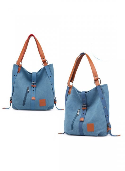 Women's Handbags Color Block Canvas Simple Shoulder Messenger Handbag