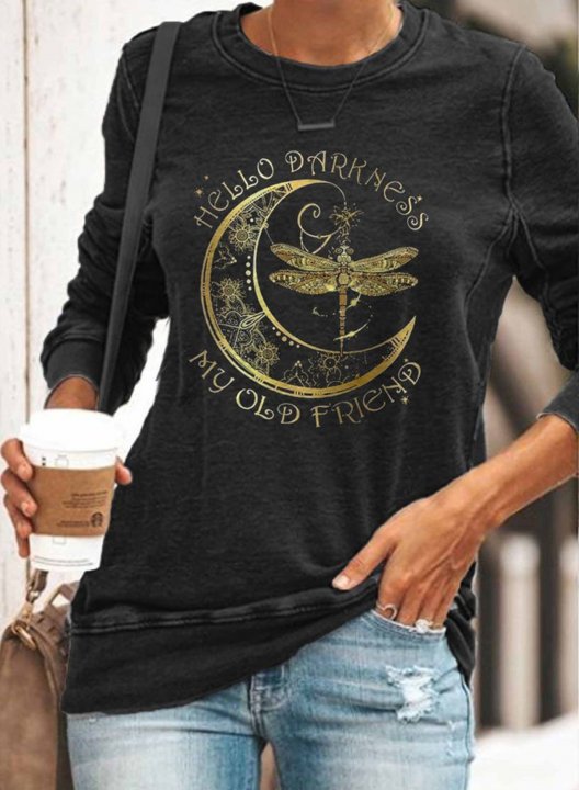 Women Solid Print Long Sleeve Round Neck Casual Sweatshirt