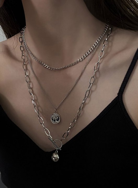 Women's Necklaces Stacked Multi-layer Coin Pendant Necklace