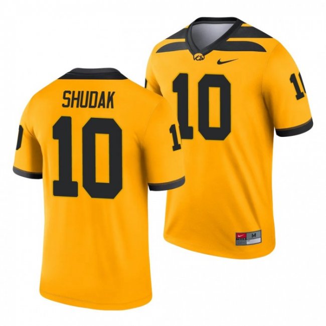 Iowa Hawkeyes Caleb Shudak 10 Gold Legend Alternate Jersey Men's